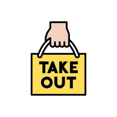 Bir paket yemek ikonu ya da paket servis ikonu tutuyor.