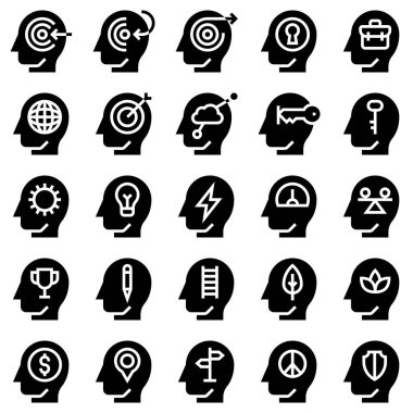 Beyin Süreci Simgesi 2, Katı Tasarım Vektör Resimleri