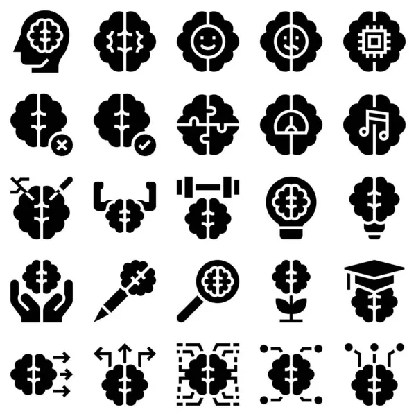 Stock vector Brain Process Icon Set 4, Vector Illustrations in Solid Design