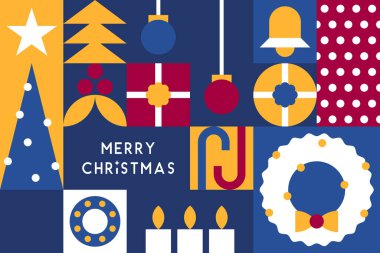Mozaik Blok Biçiminde Noel Geometrik Arkaplanı Arkaplan, Arkaplan, Tebrik Kartları ve Geometri Süslemeli Retro ve Modern Tasarım