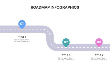 Comprehensive Roadmap Infographic, Strategic Milestone Path with 3 Key Stages, Vector Illustration clipart