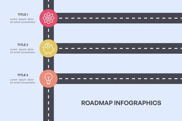 stock vector 3 Stage Roadmap Infographic, Simplified Progress Visualization Vector Illustration