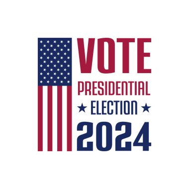 Başkanlık Seçimleri 2024 Amerikan Bayrağı ve Yıldızlarıyla Kampanya Bayrağı, Vektör illüstrasyonu