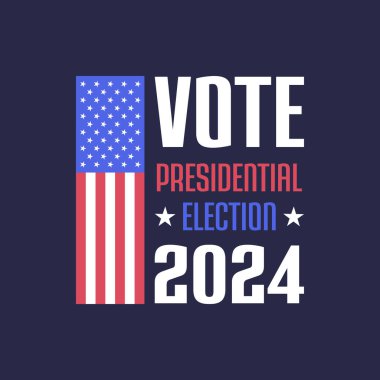 Başkanlık Seçimleri 2024 Amerikan Bayrağı ve Yıldızlarıyla Kampanya Bayrağı, Vektör illüstrasyonu