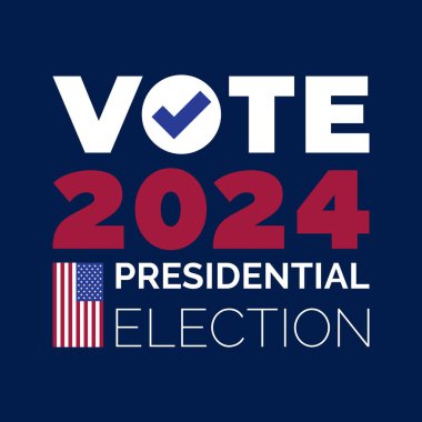 Başkanlık Seçimleri 2024 Amerikan Bayrağı ve Yıldızlarıyla Kampanya Bayrağı, Vektör illüstrasyonu