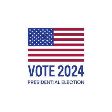 Başkanlık Seçimleri 2024 Amerikan Bayrağı ve Yıldızlarıyla Kampanya Bayrağı, Vektör illüstrasyonu