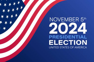 Kasım 2024 Amerikan Bayrak Tasarım Vektörü İllüstrasyonlu Başkanlık Seçim Posteri