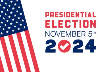 Kasım 2024 Amerikan Bayrak Tasarım Vektörü İllüstrasyonlu Başkanlık Seçim Posteri