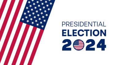 Amerikan Bayrak Vektörü İllüstrasyonlu Başkanlık Seçim Posteri