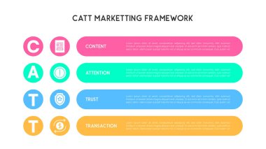 Simge ve Renk Blokları Vektör İllüstrasyonlu CATT Pazarlama Çerçevesi Yatay SancakName