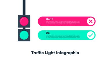 Görsel Yönlendirme Vektörü İllüstrasyonu için Trafik Işığı Bilgisi