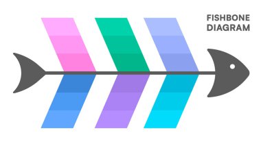 Renkli Bölüm Vektörü Resimlerinde Altı Adımlı İşlemle Fishbone Diyagram Bilgisi