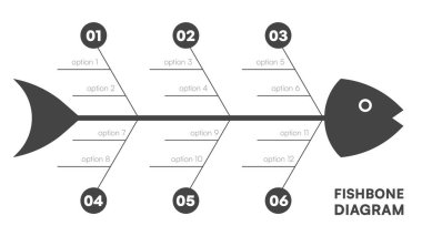 Tek Renkli Balık Kemiği Şablonu Sayılı Düğümler Vektör İllüstrasyonu