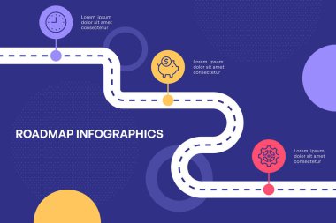 Karar Noktaları Vektör İllüstrasyonu ile Eğri Zaman Çizgisi Yol Haritası BilgisiName