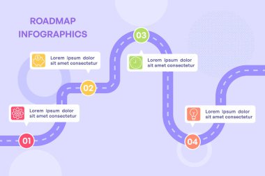 Dört Parlak Renkli Adım ve İşaretleyicili Zigzag Yolu Bilgisi
