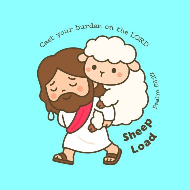 İsa koyunları metin ile taşıyor Yükünü Tanrı 'nın üzerine at