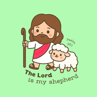 İsa Lamb 'le yürüyor Yazı ile Tanrı benim çobanımdır
