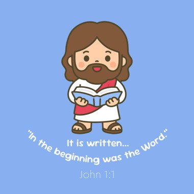 John 1: 1 Kutsal Kitap İllüstrasyonlu Sevimli İsa İncili