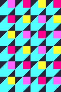 Tekrarlayan Renk Şekilleri Vektör İllüstrasyonlu Çapraz Neon Izgara Bauhaus Posteri
