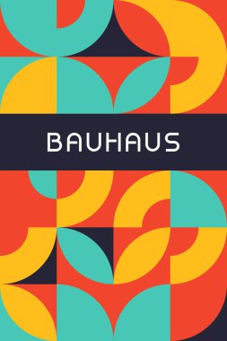 Soyut Desenler Vektör Resimlerini Tekrarlayan Dairesel Modüler Bauhaus Posteri