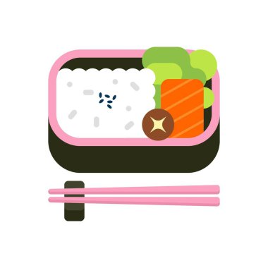 Pembe Tepside Pirinç, Sebze ve Dekoratif Yıldız Kesimi Mantarlı Şirin Vektör Bento Kutusu