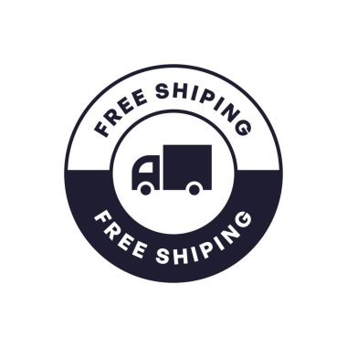 Teslimat Kamyonu Sembolü ve Dairesel Yerleşimi olan Vektörsüz Nakliye Rozeti