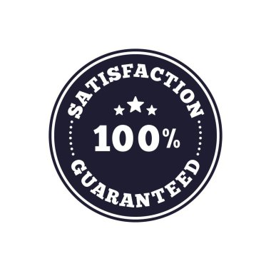 Memnuniyet Garantili Vektör Damgası% 100 ve Yıldız Simgeleri Amblemi