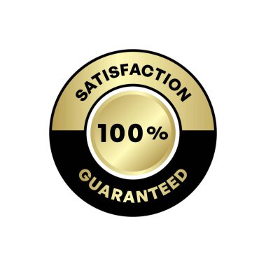 Memnuniyet Garantili Rozet Altın Çember ve% 100 Merkez Vektör İllüstrasyonu