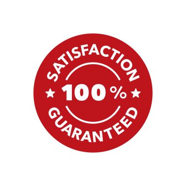 Kızıl Memnuniyet Cesur Tipografi ve% 100 Vektör İllüzyonu ile Rozeti Garanti Etti