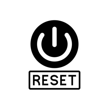 Temiz vektör biçiminde etiketi sıfırlanmış siyah ve beyaz güç düğmesi