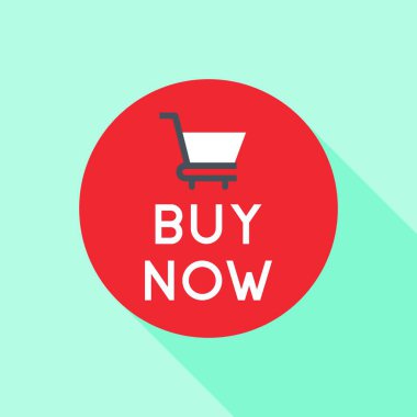 Alışveriş Arabası Simgesi Resimleriyle Kırmızı Çember Düğmesi Al