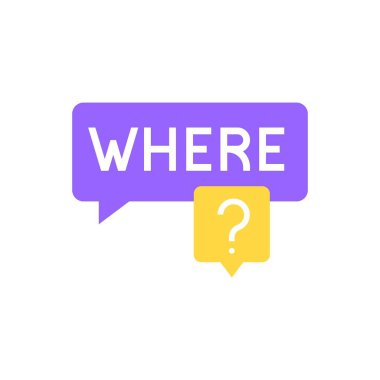 Mor Konuşma Baloncuğunda Rozet Sarı Soru Mark Vektör ResimleriName