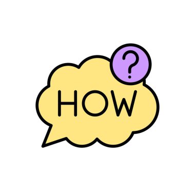 Soruşturma veya Yardım Vektörü Resimleri İçin Sarı Bulutta Nasıl Metin İçinde Soru Simgesi