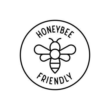 Minimal Yuvarlak Rozet Tasarım Vektör İllüstrasyonunda Arı Sembollü Bal Arısı Arkadaş Canlısı Simge