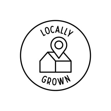 Ana Çember Rozet Vektör Resiminde Harita İğnesi ve Alan Kutusu Sembolü ile Yerel Büyümüş Simge