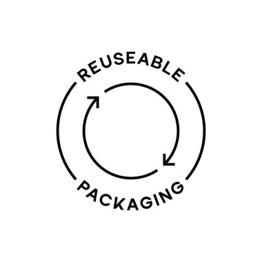 Yeniden Kullanılabilir Paketleme Asgari Dairesel Oklar Taslak Simge Vektörü ResmiComment