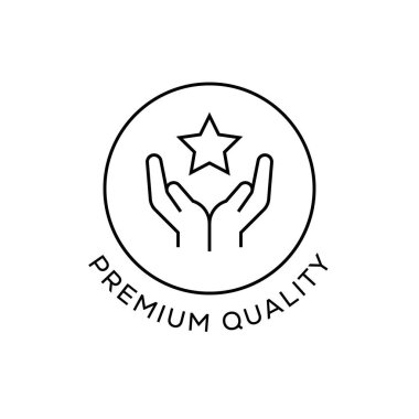 Elleri ve Yıldız Sembol Vektörü İllüstrasyonlu Kaliteli Rozet Simgesi