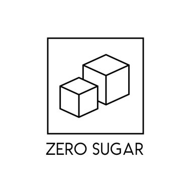 Küp tatlandırıcı çizgili sıfır şekerli eko etiketi sanat simgesi Vektör İllüstrasyonu