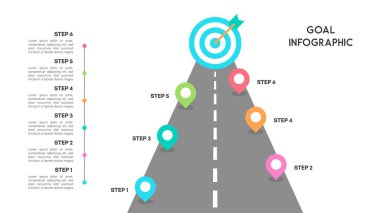 Çoklu adım iş sürecine sahip hedef bilgi yolu haritası ve temiz arkaplan vektörü ilülasyonu üzerine hedef simge