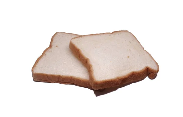 Two Slices Bread Stacked Top Each Other White Background — Stock Photo, Image