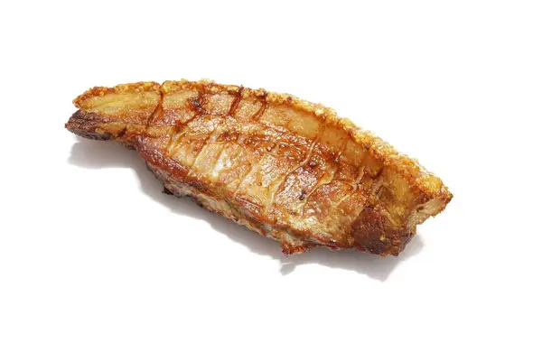 Gegrillter Schweinebauch Auf Weißem Hintergrund — Stockfoto