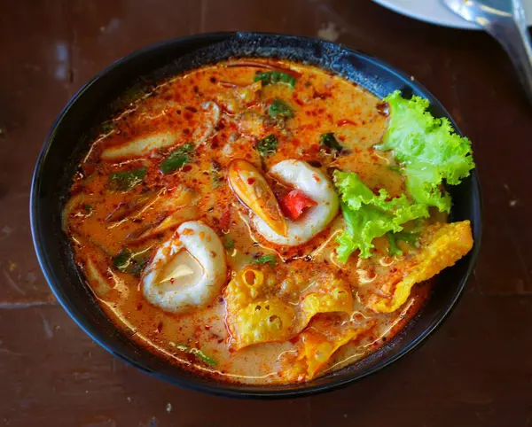 Comida Tailandesa Tom Yum Goong Tom Yum Seafood — Fotografia de Stock