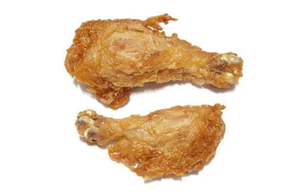 Zwei Stücke Gebratene Hühnerkeulen Auf Weißem Hintergrund — Stockfoto