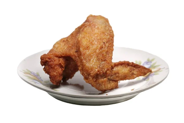 Gebratene Hühnerflügel Einem Weißen Teller — Stockfoto