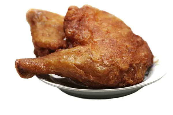 Two Pieces Fried Chicken Legs Placed White Plate — Stock Photo, Image