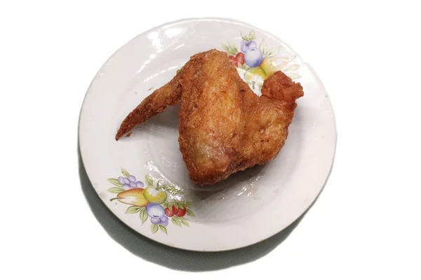 Fried Chicken Wings White Plate — Stock Photo, Image