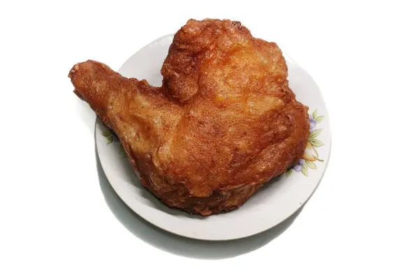 Golden Yellow Fried Chicken Legs White Plate — Stock Photo, Image