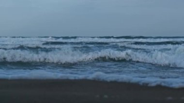 slow motion  sea coast in winter, nature series