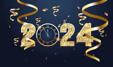2024 Happy New Year Background Design. Greeting Card, Banner, Poster. Vector Illustration.