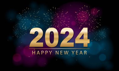 2024 Mutlu Yıllar Geçmiş Tasarımı. Tebrik kartı, Banner, Poster. Vektör İllüstrasyonu.
